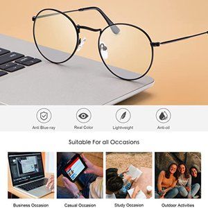 Glasses Metal Frame with Anti Eyestrain UV Glare
